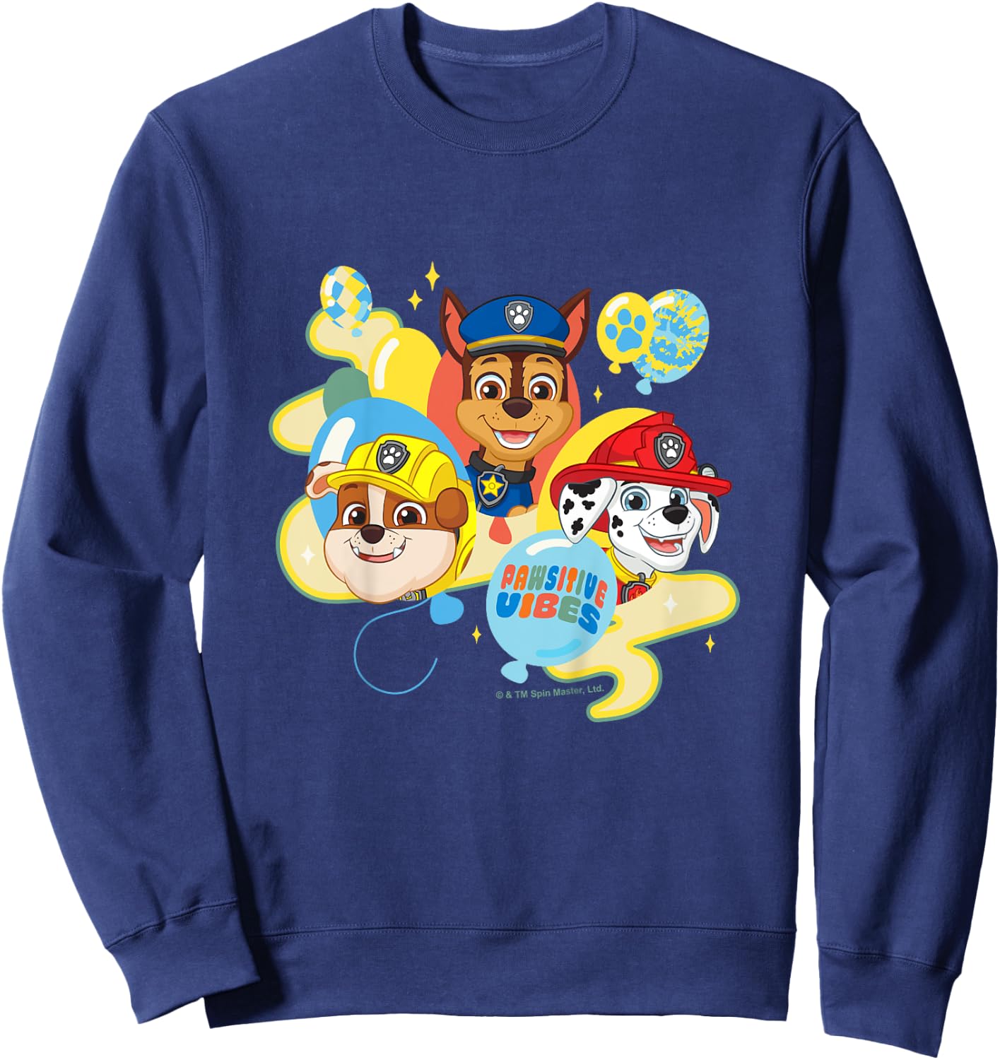 PAW Patrol Pawsitive Vibes Cute Puppy Heads & Balloons Sweatshirt - Sweatshirt | Navy