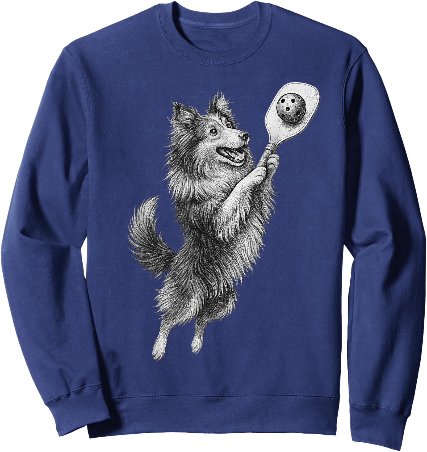 Shetland Sheepdog Playing Pickleball Sports Dog Lover Sweatshirt - Sweatshirt | Navy