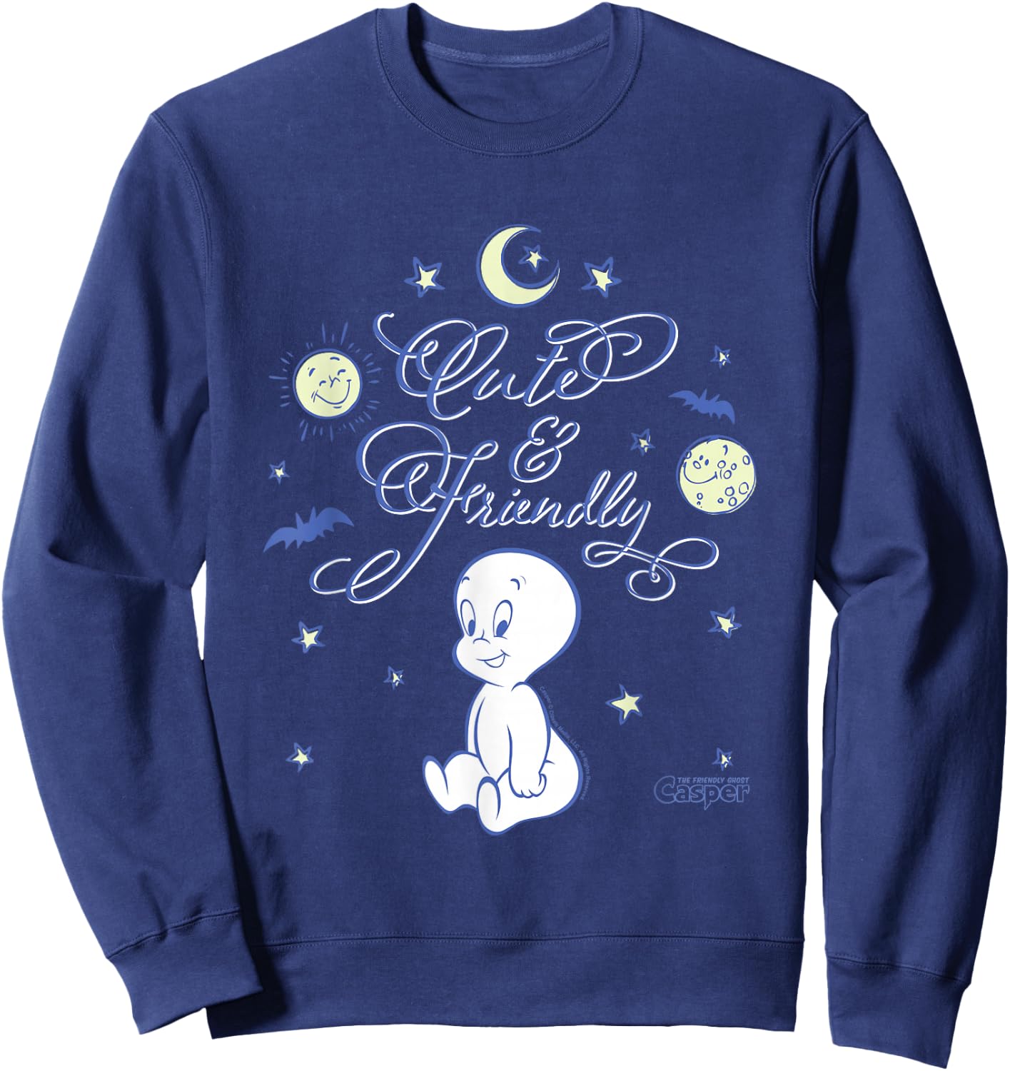 Casper The Friendly Ghost Cute & Friendly Big Chest Poster Sweatshirt - Sweatshirt | Navy