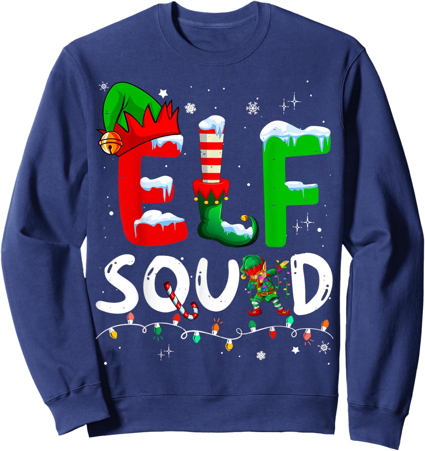 Elf Family Christmas Matching Pajamas Xmas Elf Squad Sweatshirt - Sweatshirt | Navy