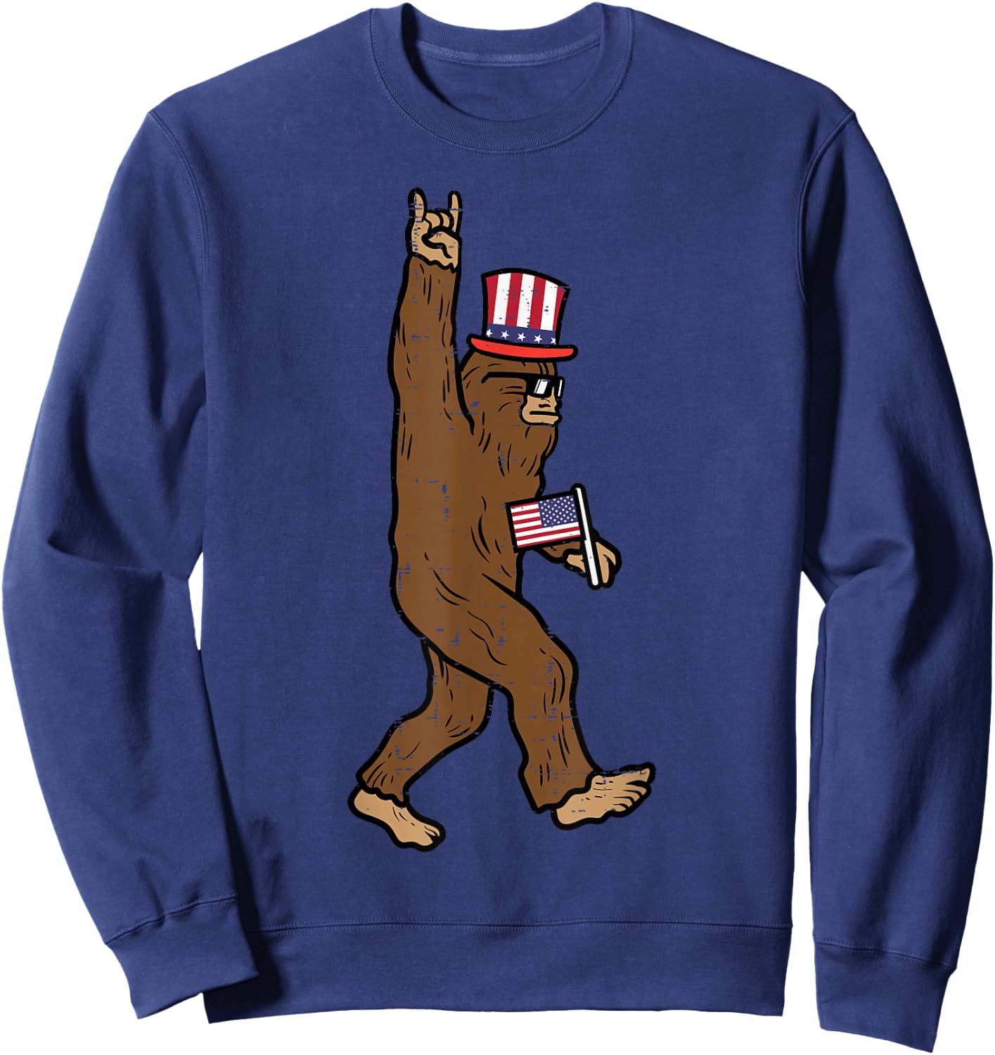 4th July Bigfoot Sasquatch Rock Patriot Rocker Men Boys Kids Sweatshirt - Sweatshirt | Navy