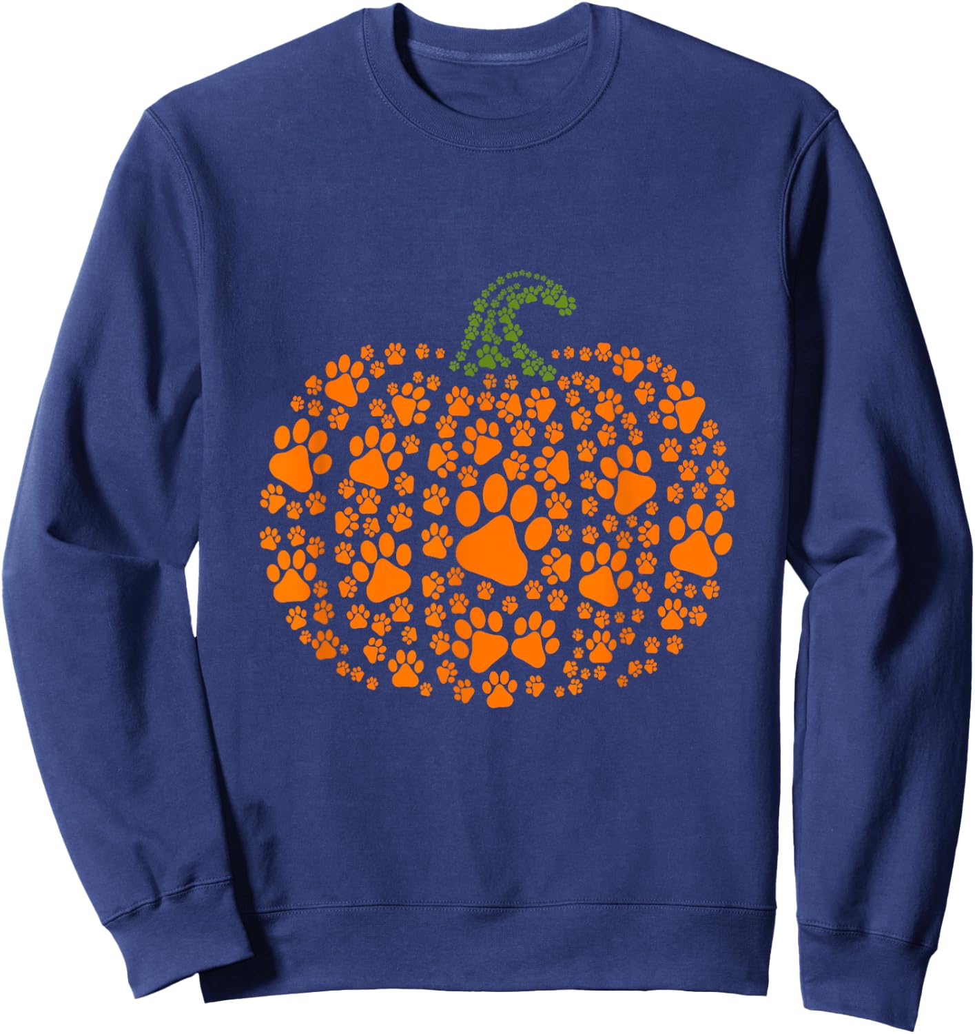 Paw Print Pumpkin Halloween Pet Lover Sweatshirt - Sweatshirt | Navy