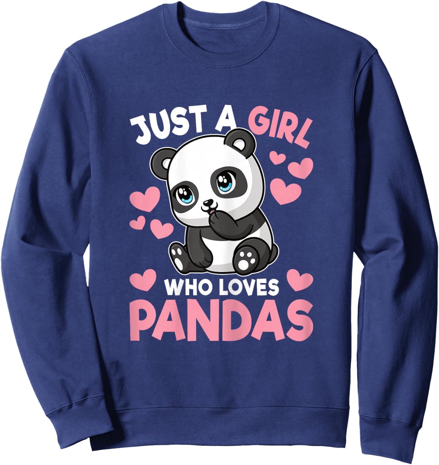 Just A Girl Who Loves Pandas Cute Panda Girls Kids Toddlers Sweatshirt - Sweatshirt | Navy