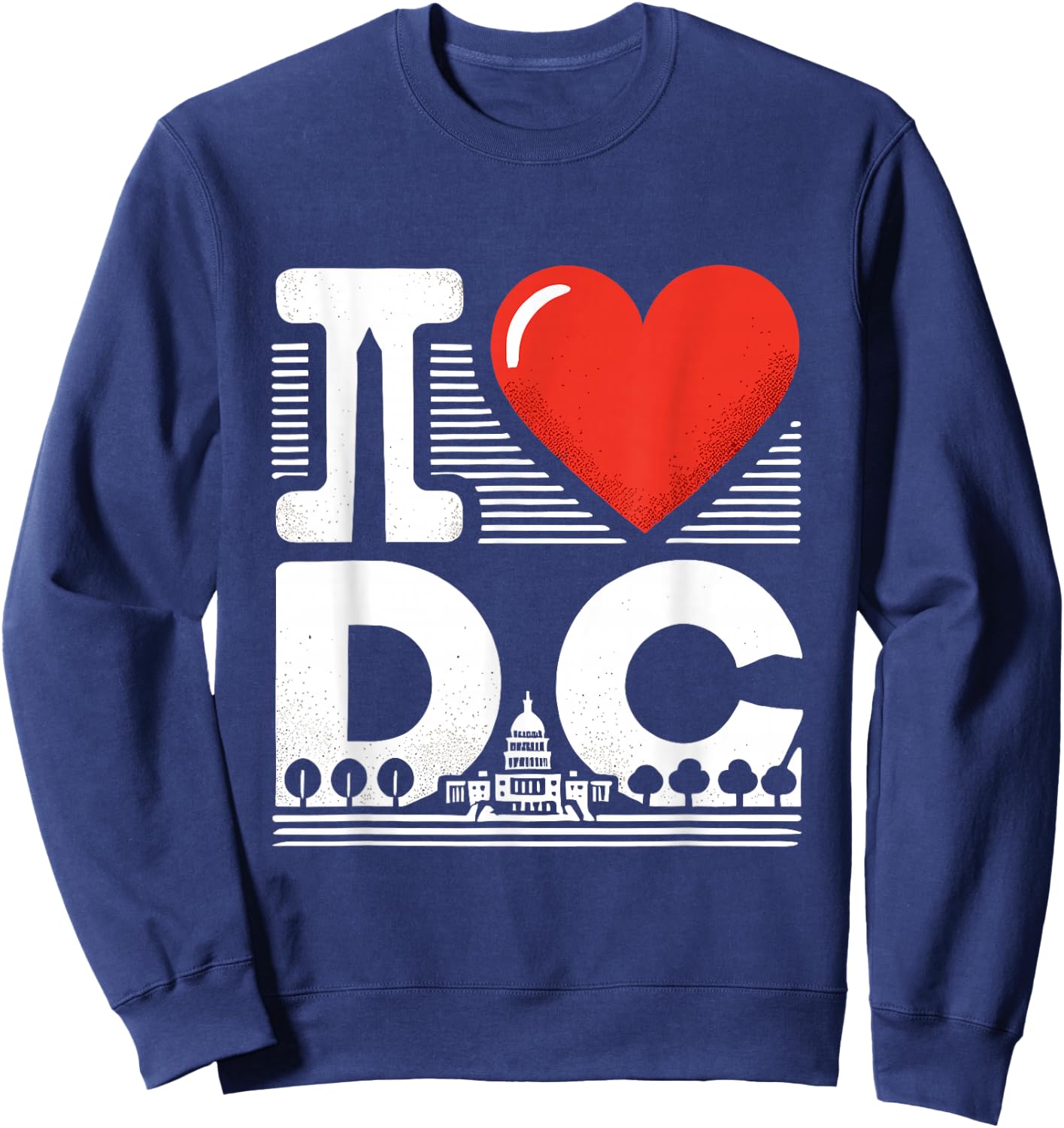 I Love DC, Washington DC Icons and Heart Sweatshirt - Sweatshirt | Navy