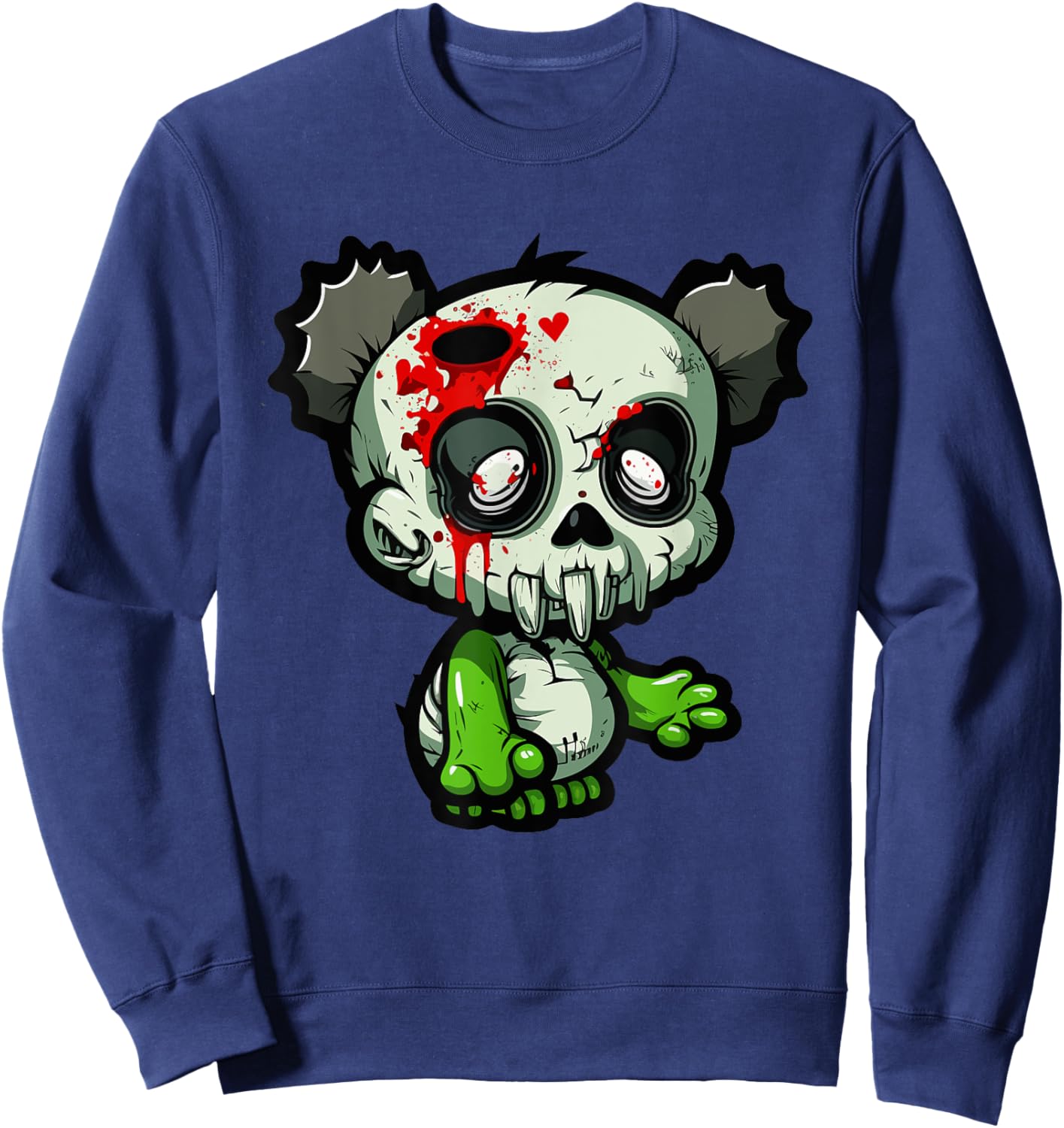 Undead Panda Chaos - Comic Style Zombie Bear Sweatshirt - Sweatshirt | Navy