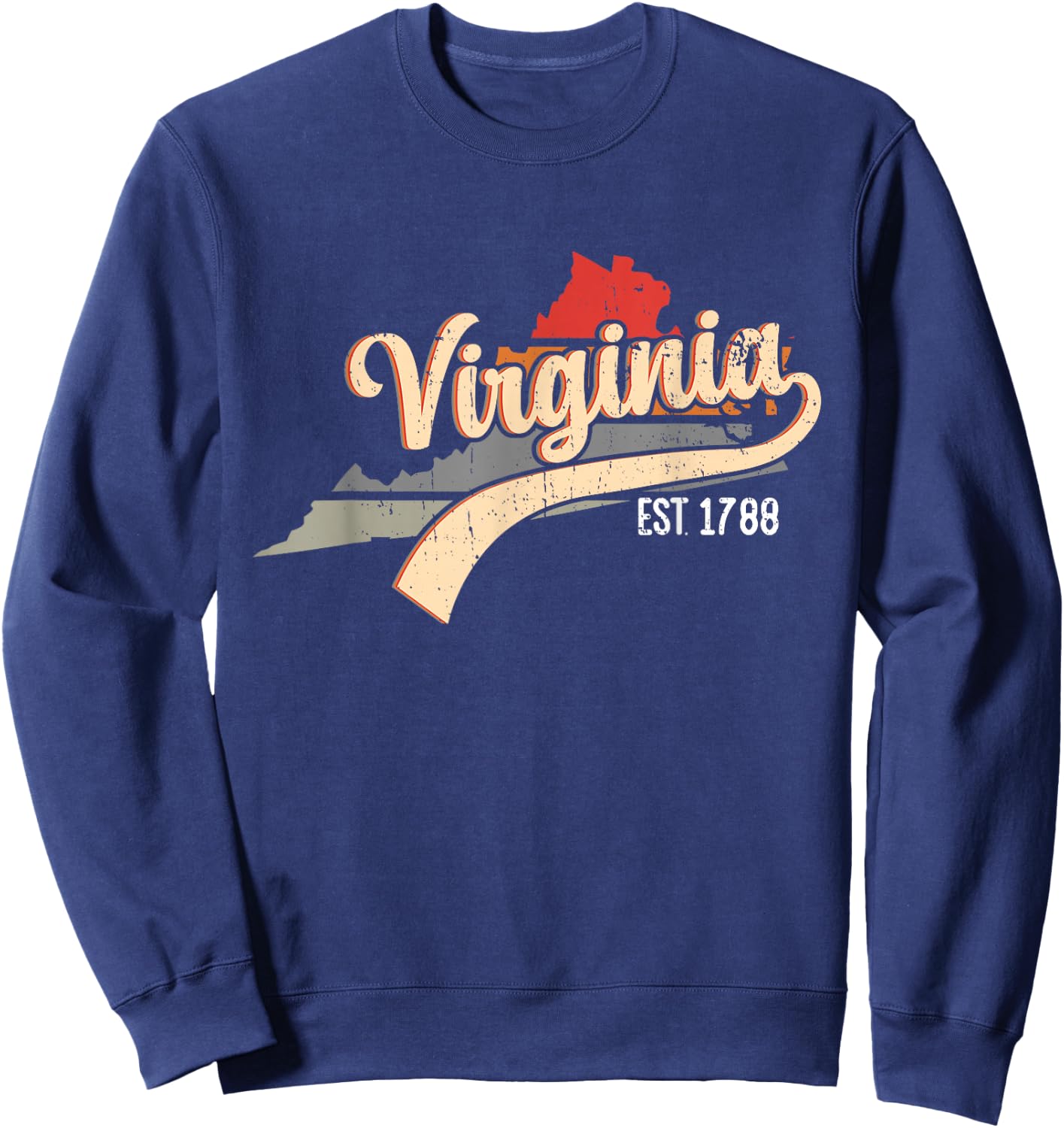 Virginia Home State VA Sunburst Vintage Retro Design Sweatshirt - Sweatshirt | Navy