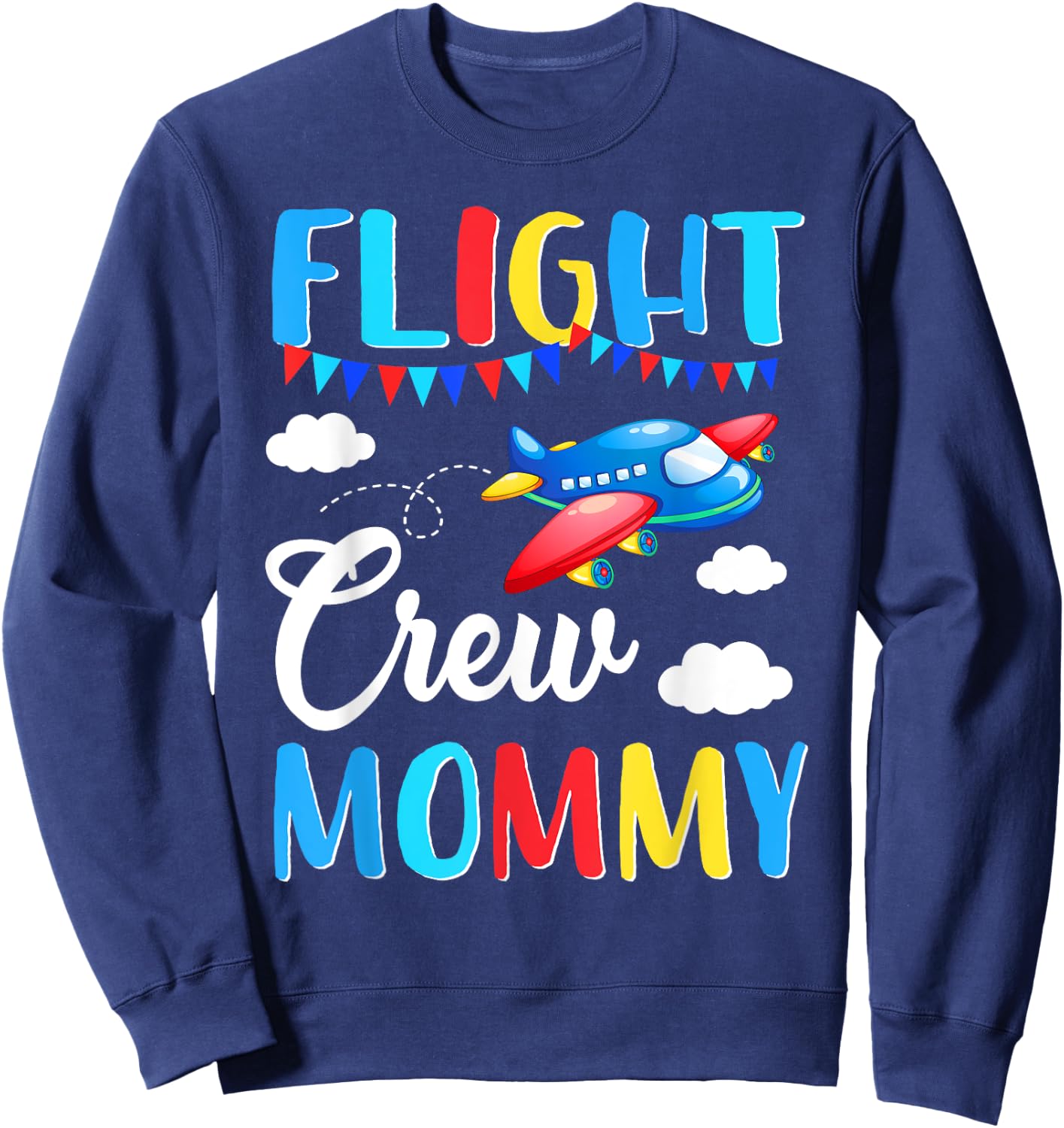 Flight Crew Mommy Airplane Birthday Mommy Family Matching Sweatshirt - Sweatshirt | Navy