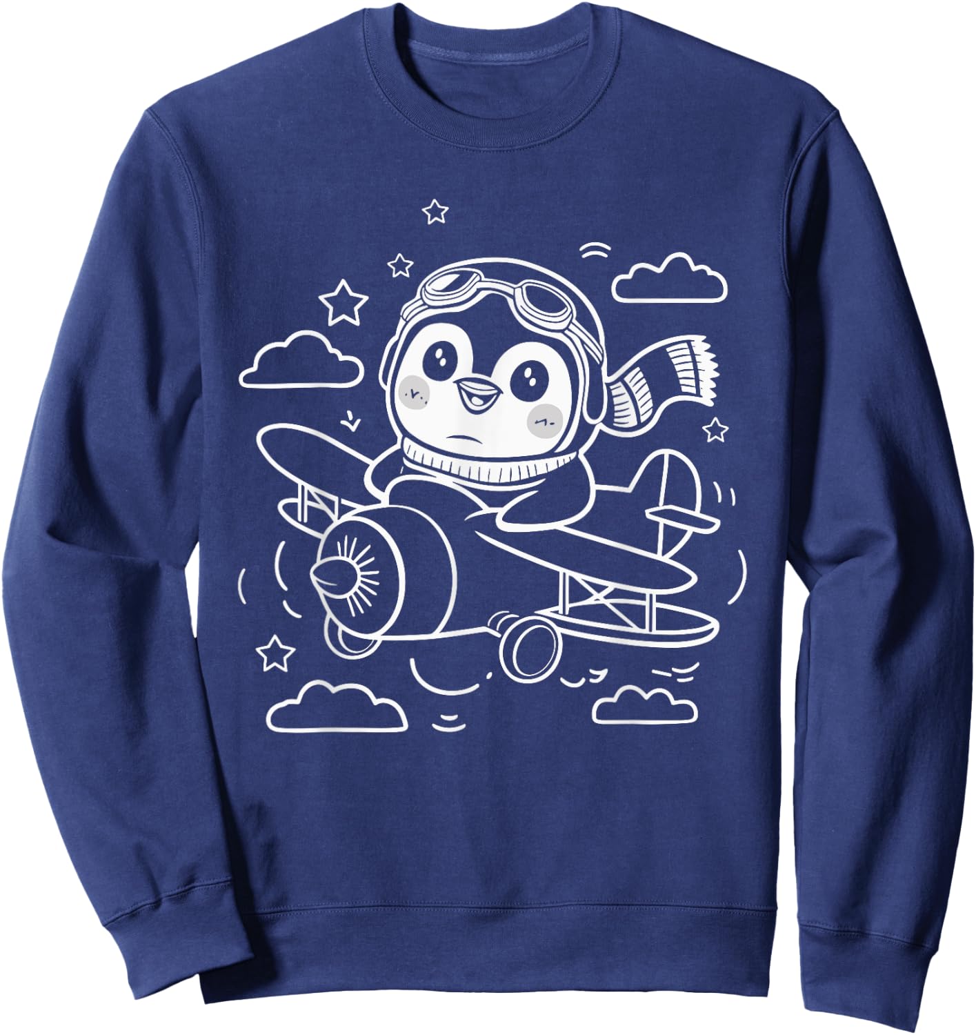 Cute Penguin Pilot In Airplane Aviation Plane Flying Penguin Sweatshirt - Sweatshirt | Navy