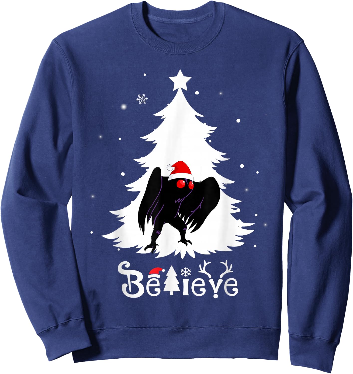 Funny Mothman Believe Christmas Cryptid Point Pleasant Sweatshirt - Sweatshirt | Navy