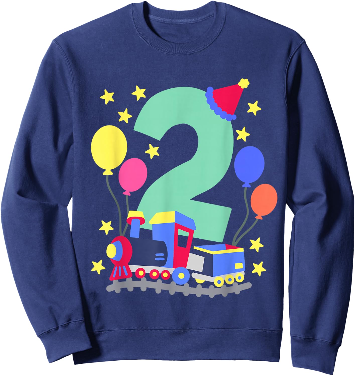 2nd Birthday Train Lovers I'm 2 Boys Kids Two Years Old Sweatshirt - Sweatshirt | Navy