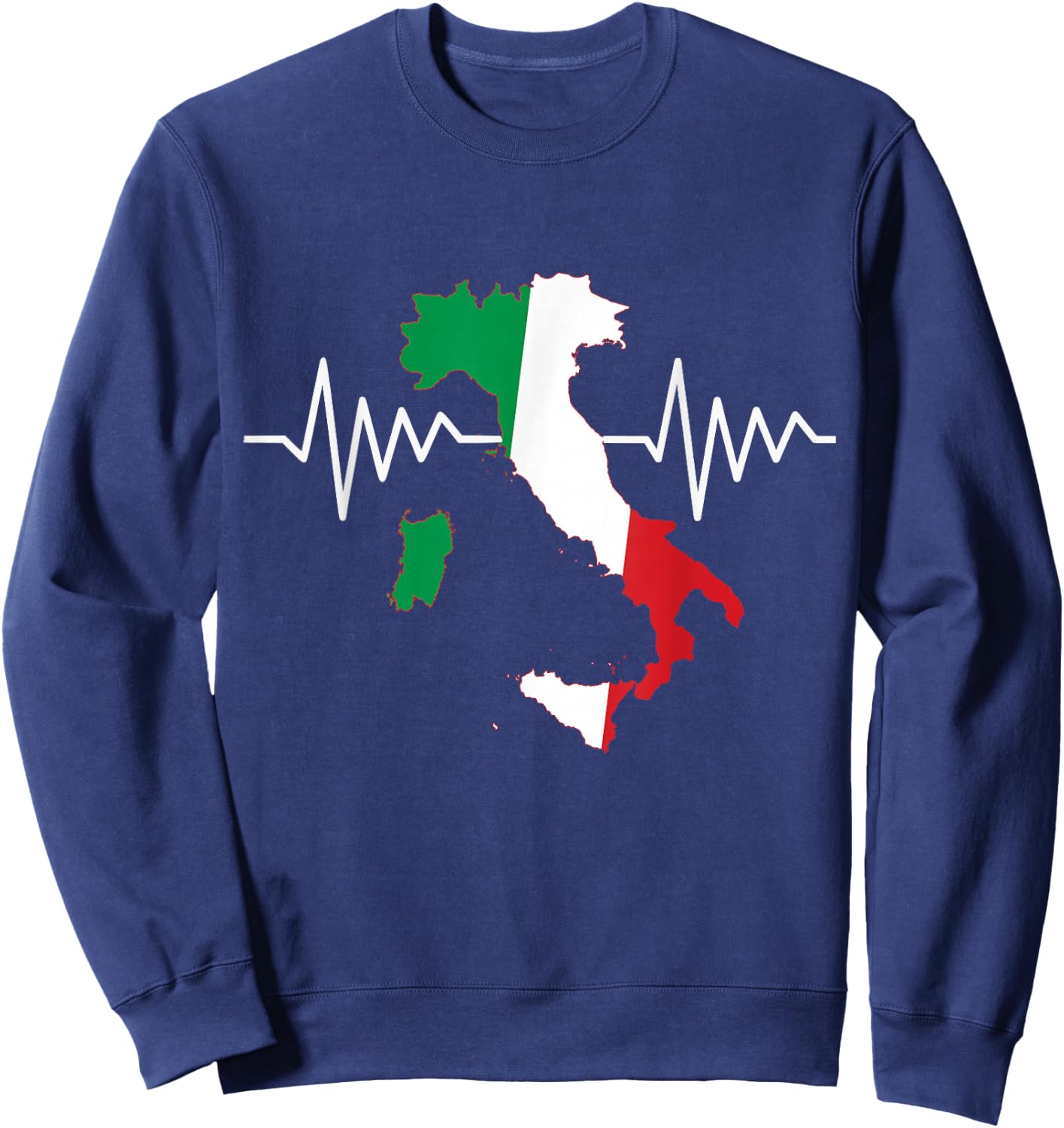 Italy Flag Heart Heartbeat for Italy Men Women Kids Sweatshirt - Sweatshirt | Navy
