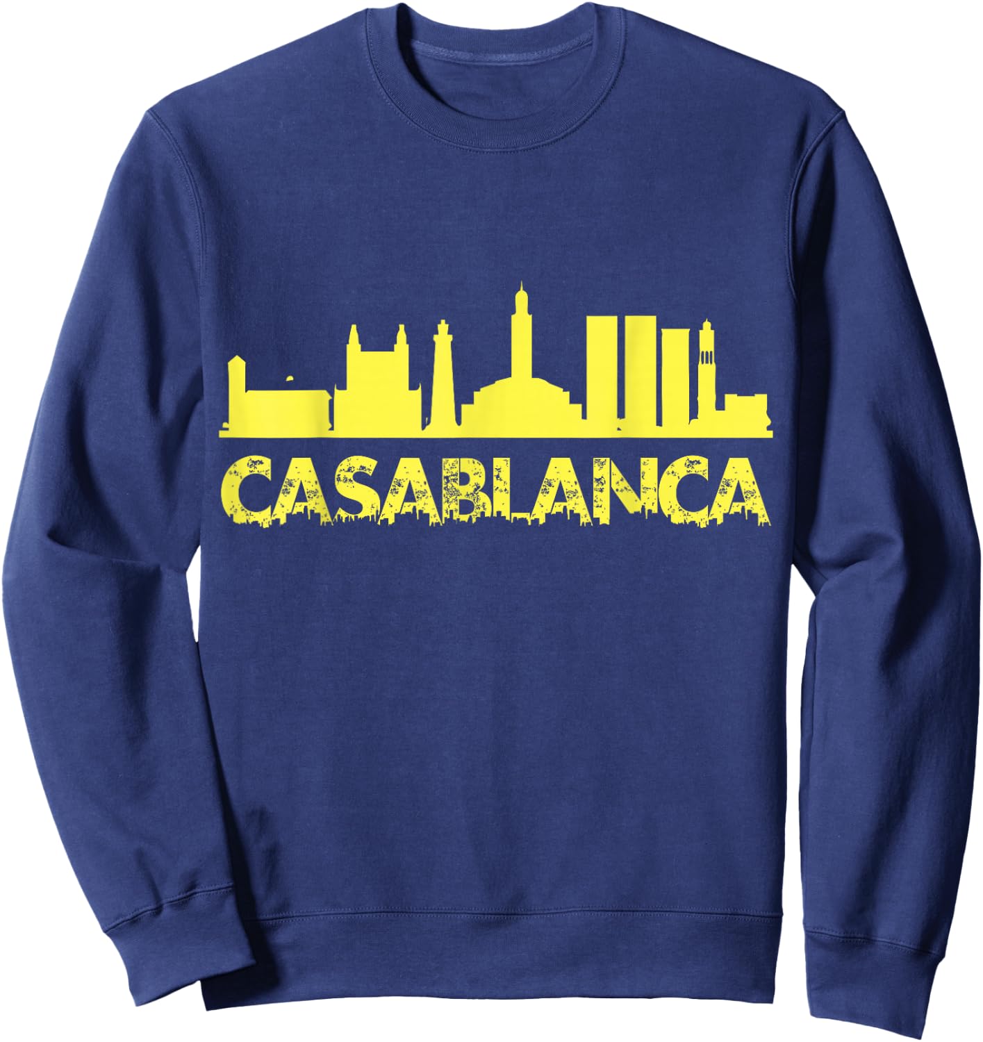 Casablanca Skyline Port City Atlantic Coast Morocco Sweatshirt - Sweatshirt | Navy