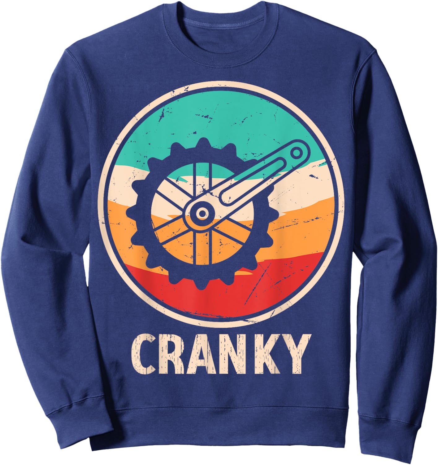 Funny Cyclist Cycling Bicycle Lover Cranky Vintage Retro Sweatshirt - Sweatshirt | Navy