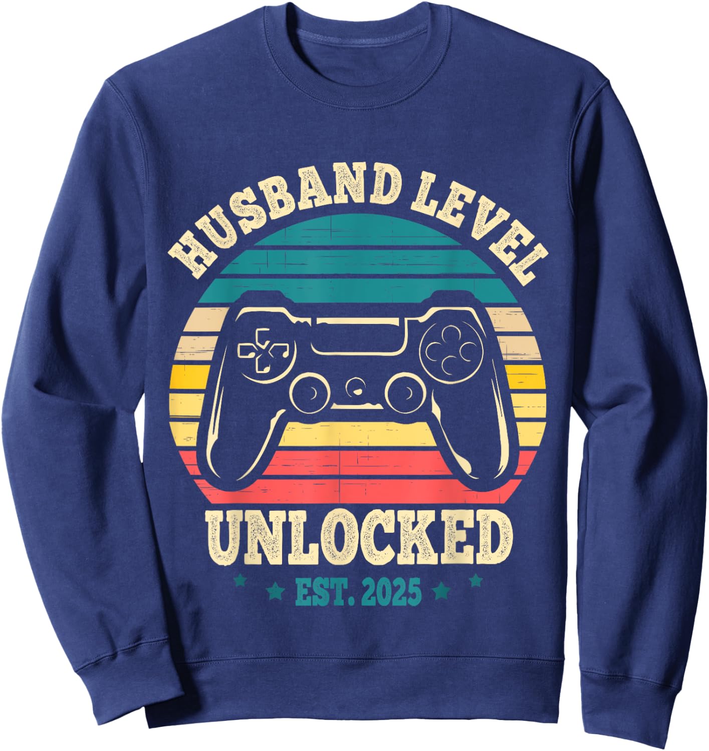 Just Married Gamer Leveled Up To Husband Level Unlocked 2025 Sweatshirt - Sweatshirt | Navy