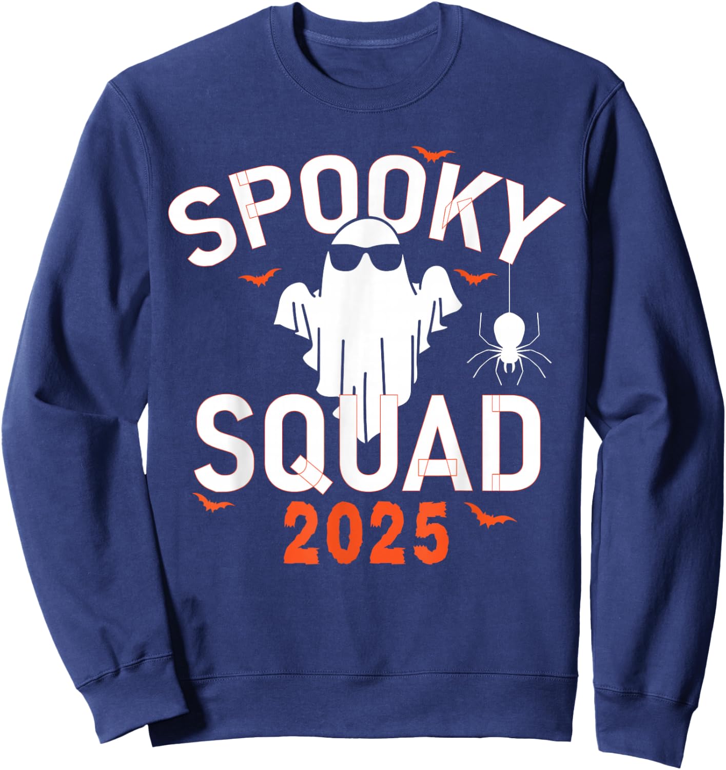 Spooky Squad 2025 Scary Halloween Bat Boo Sweatshirt - Sweatshirt | Navy