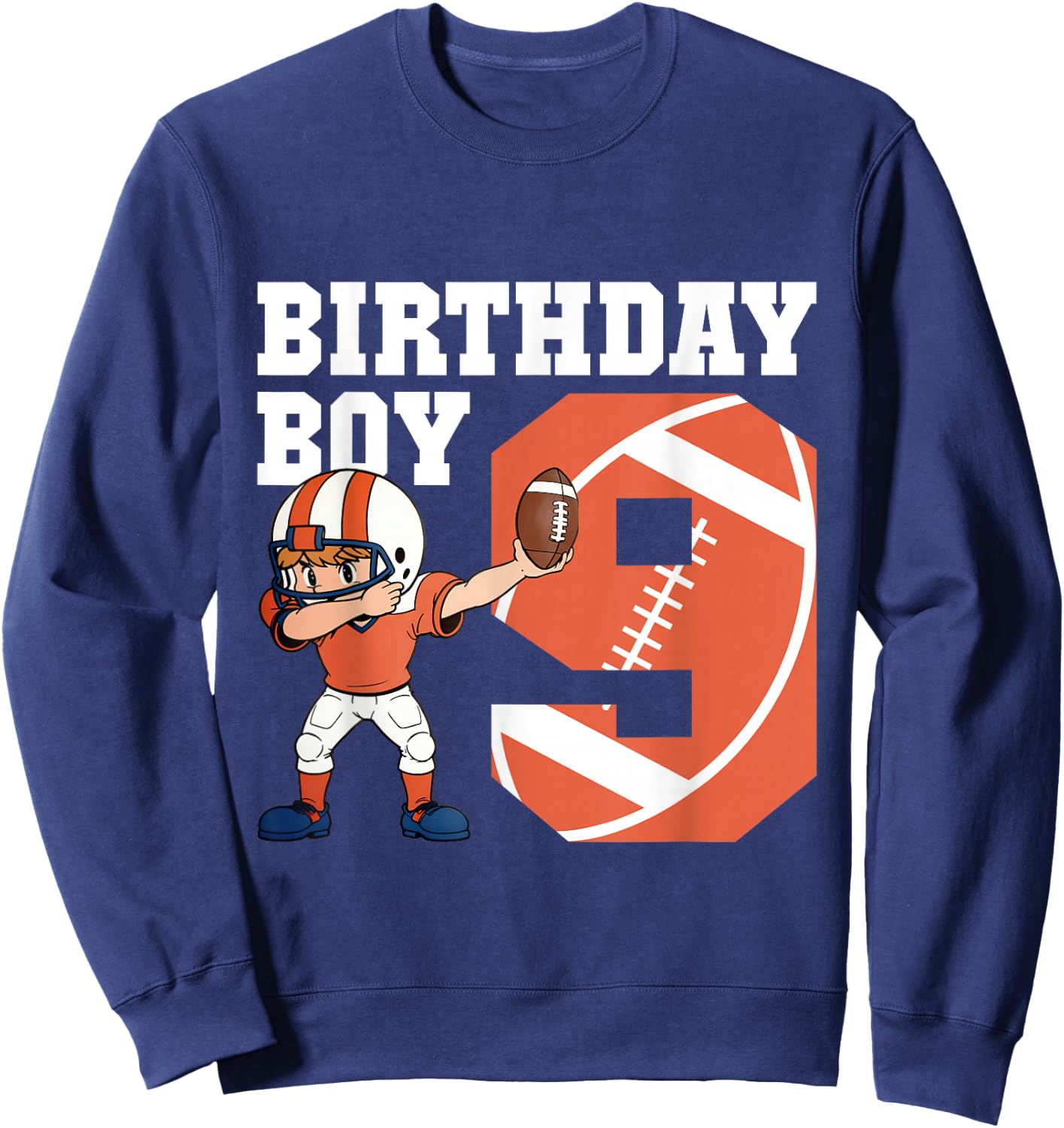 9th Birthday Boy Football Player Dabbing 9 Years Old Kids Sweatshirt - Sweatshirt | Navy