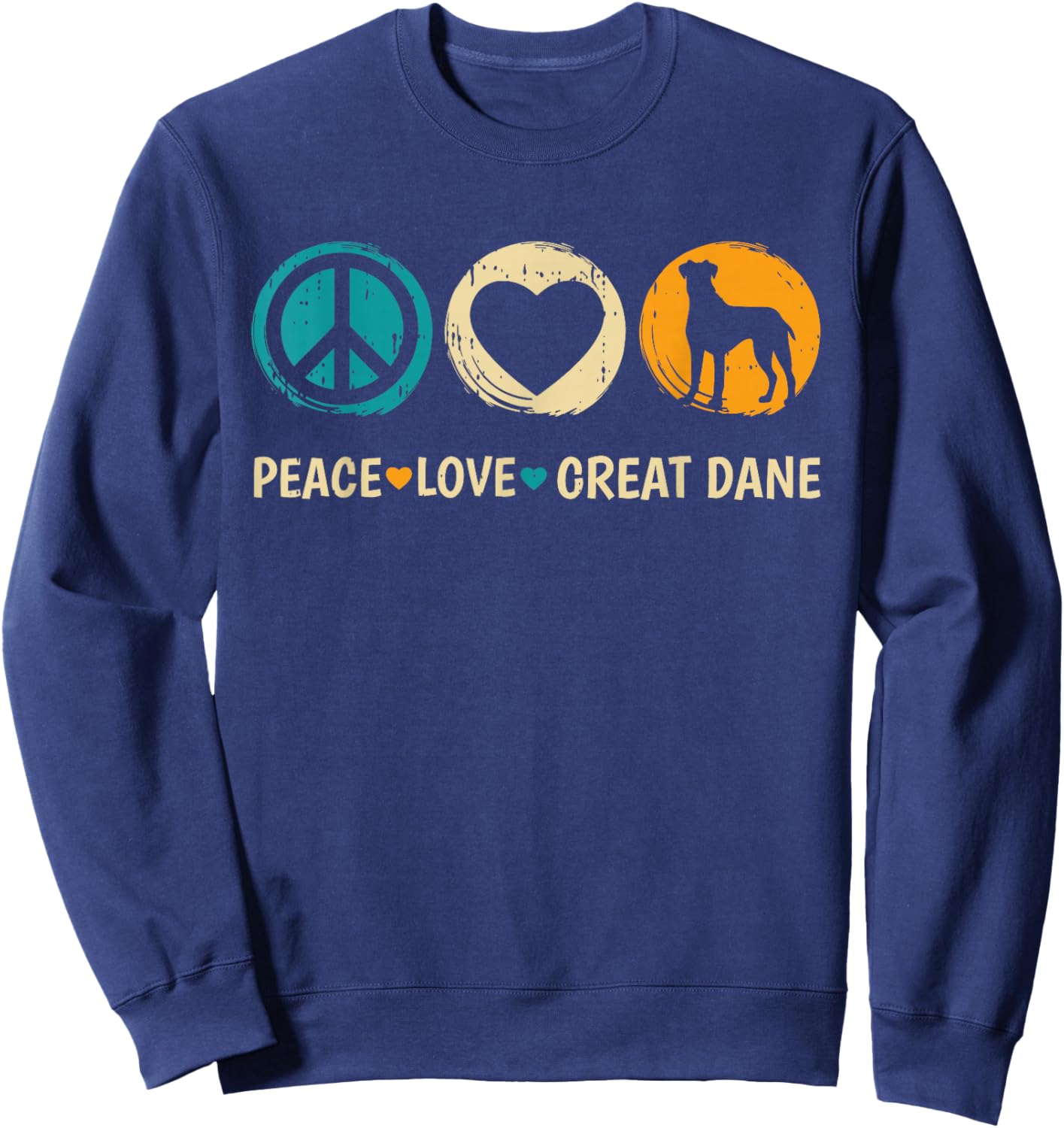 Peace Love Great Dane Dog Lover Puppy Owner Animal Groomer Sweatshirt - Sweatshirt | Navy