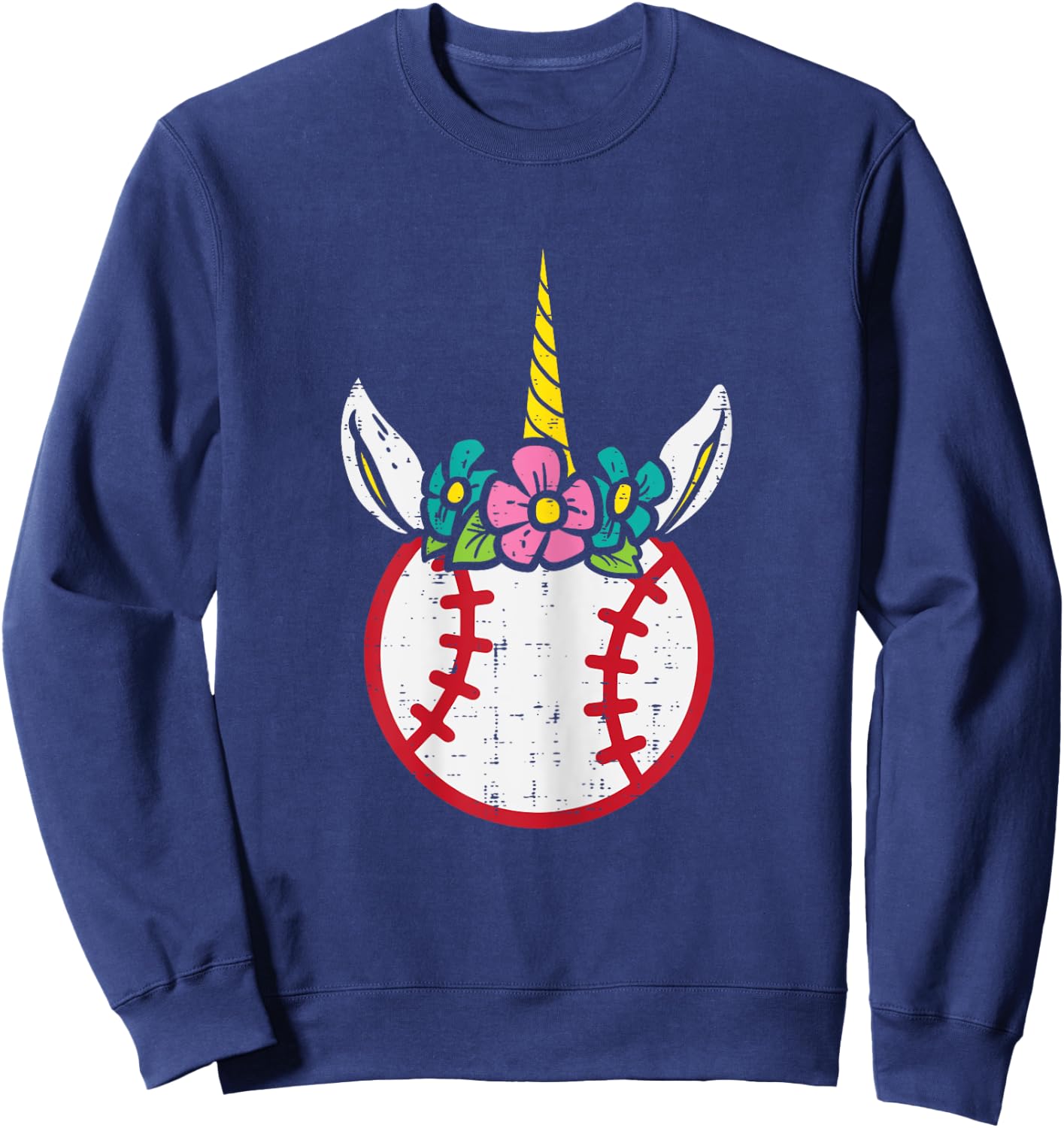 Unicorn Head Baseball Cute Sport Lovers Kids Girls Women Sweatshirt - Sweatshirt | Navy