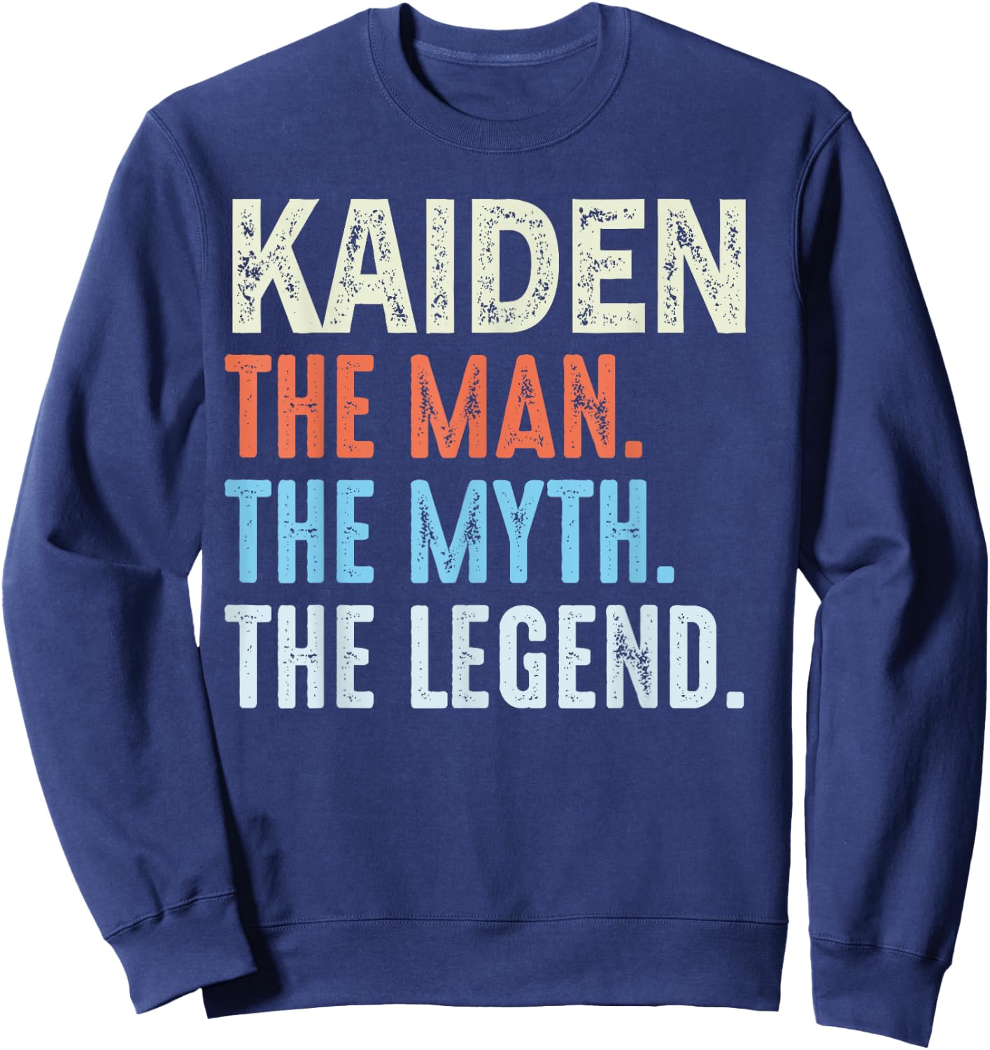 Kaiden The Legend Name Personalized Cute Idea Men Vintage Sweatshirt - Sweatshirt | Navy
