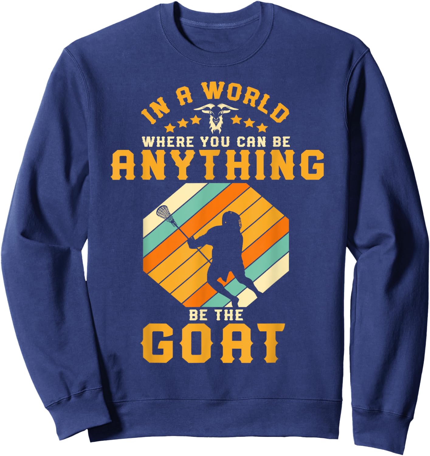 Vintage Lacrosse Retro Lax Rat Gift Lacrosse Player Sweatshirt - Sweatshirt | Navy