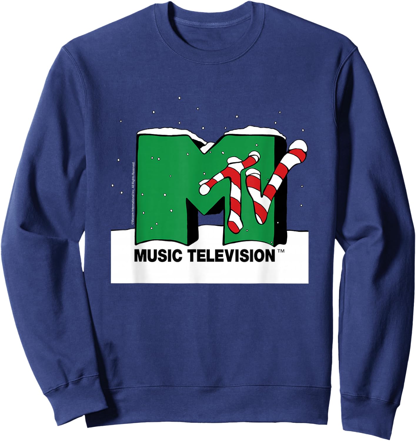 MTV - MTV Snowy Christmas Logo Sweatshirt - Sweatshirt | Navy