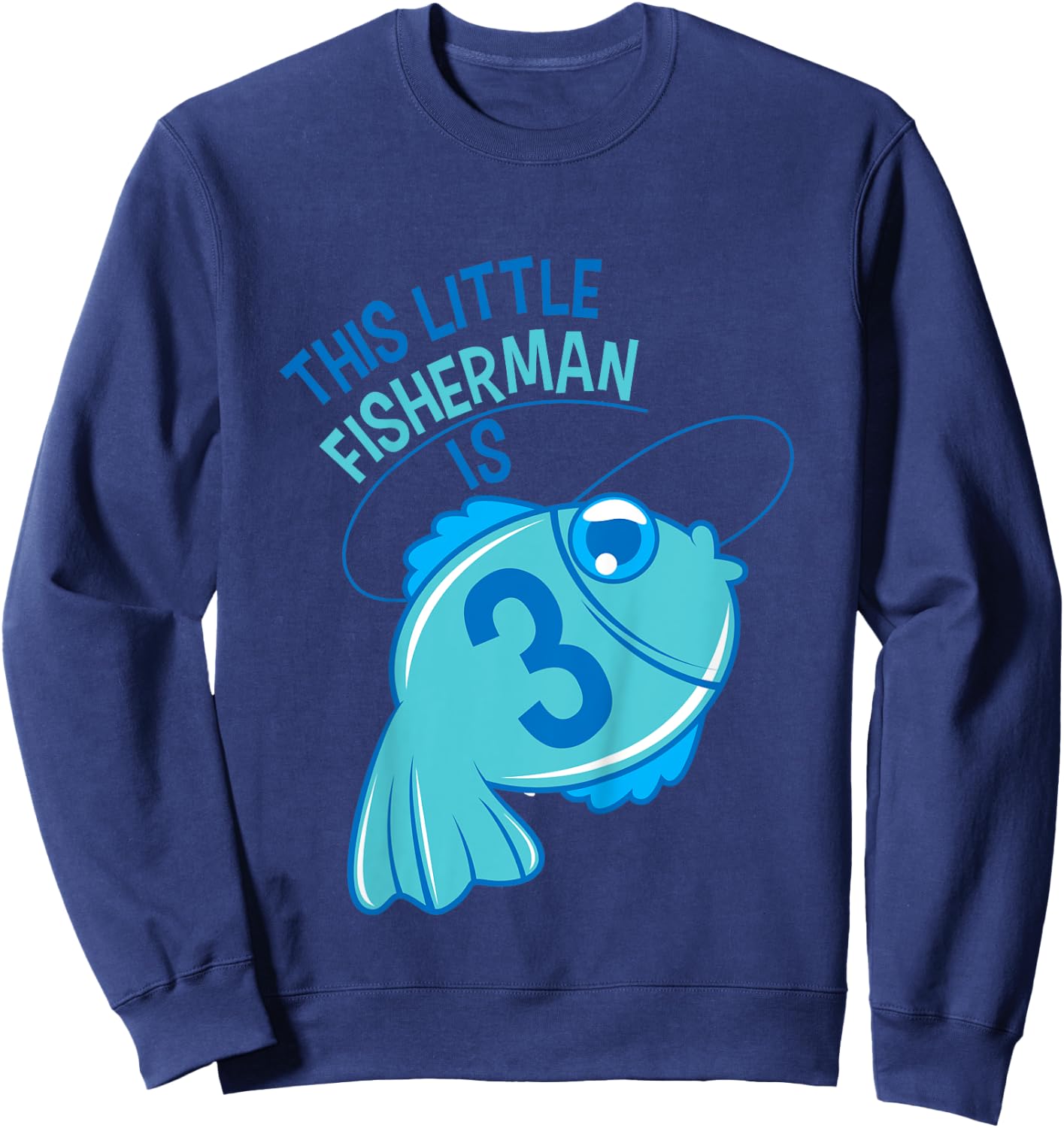 Kids 3rd Birthday Boys Fishing Fish 3 Year Old Sweatshirt - Sweatshirt | Navy