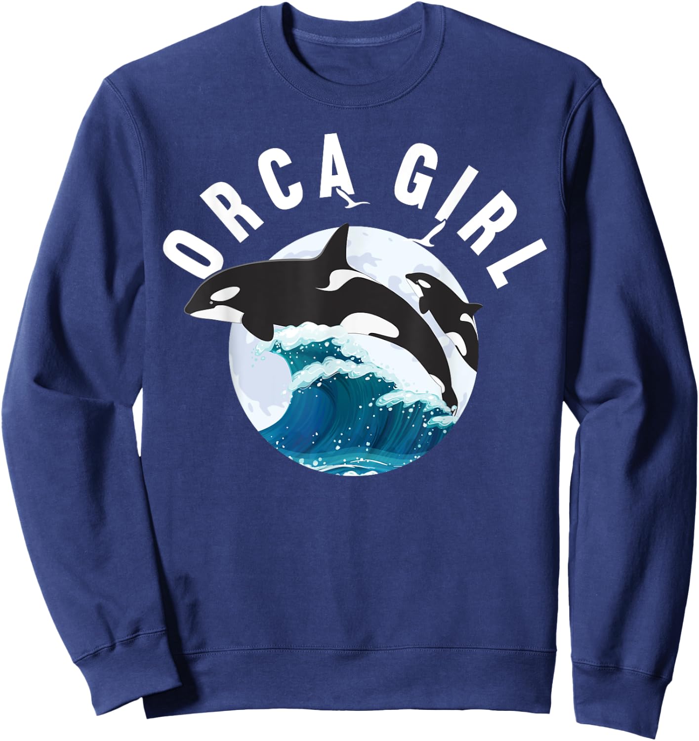 Orca Girl Wild Whale Family Sea Animal Wildlife Boys & Girls Sweatshirt - Sweatshirt | Navy
