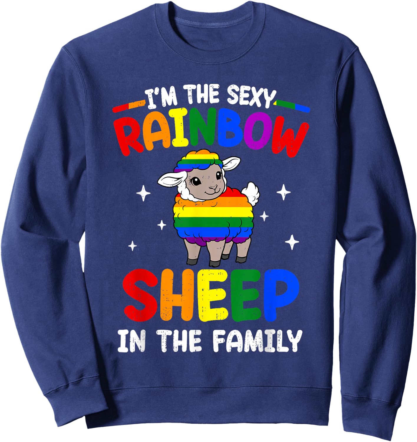 Rainbow Sheep in Family LGBT Gay Lesbian Pride Ally Women Sweatshirt - Sweatshirt | Navy