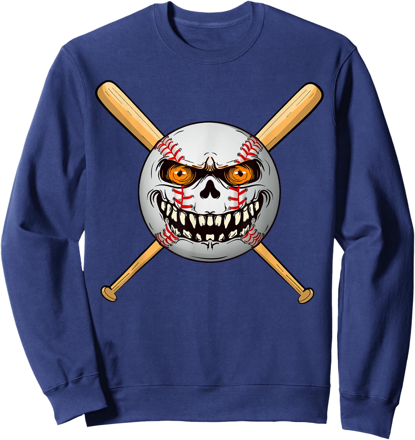 Spooky Baseball bats player Halloween Pumpkin Costume Sweatshirt - Sweatshirt | Navy