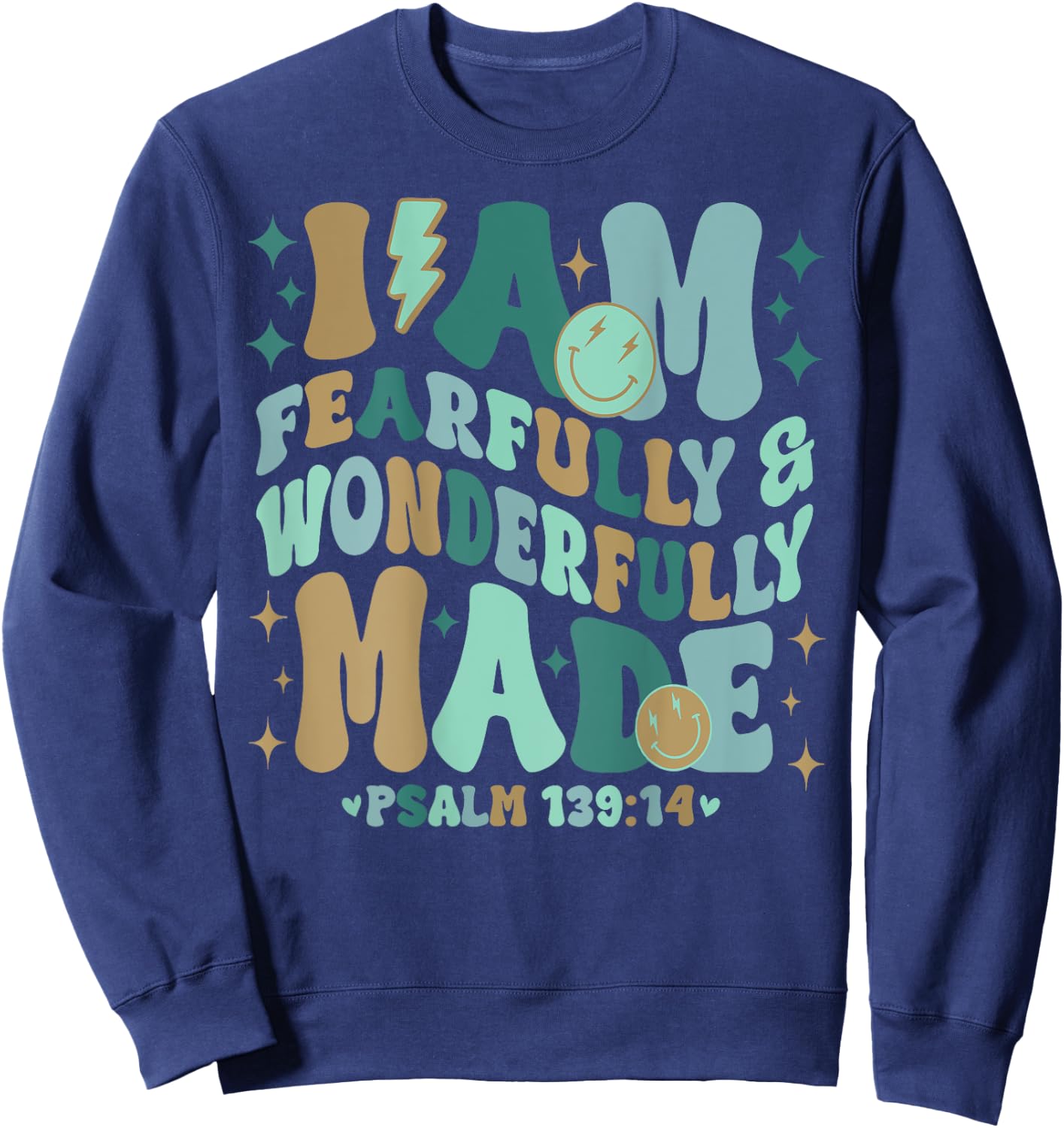 I am Fearfully & Wonderfully Made Retro Sweatshirt - Sweatshirt | Navy