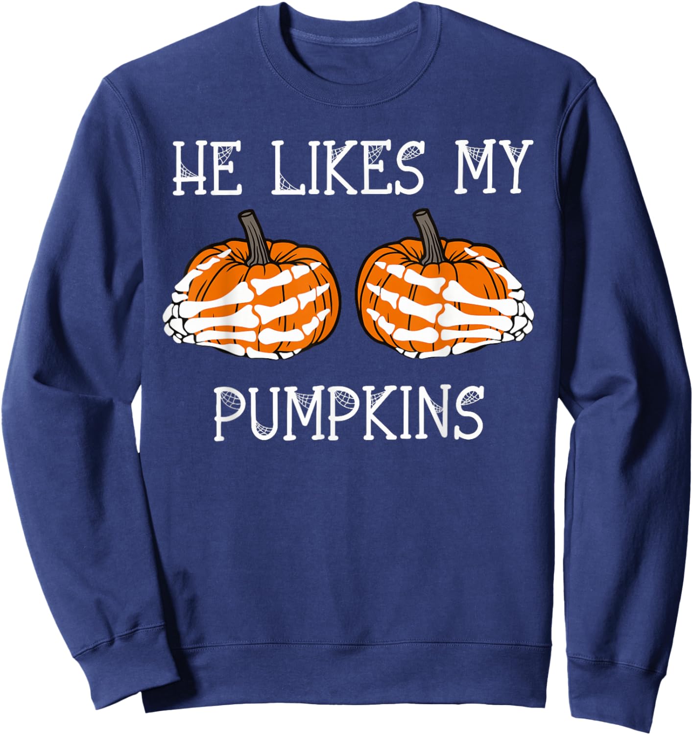 I Love Her Pumpkins I Love His Broomstick Halloween Couples Sweatshirt - Sweatshirt | Navy