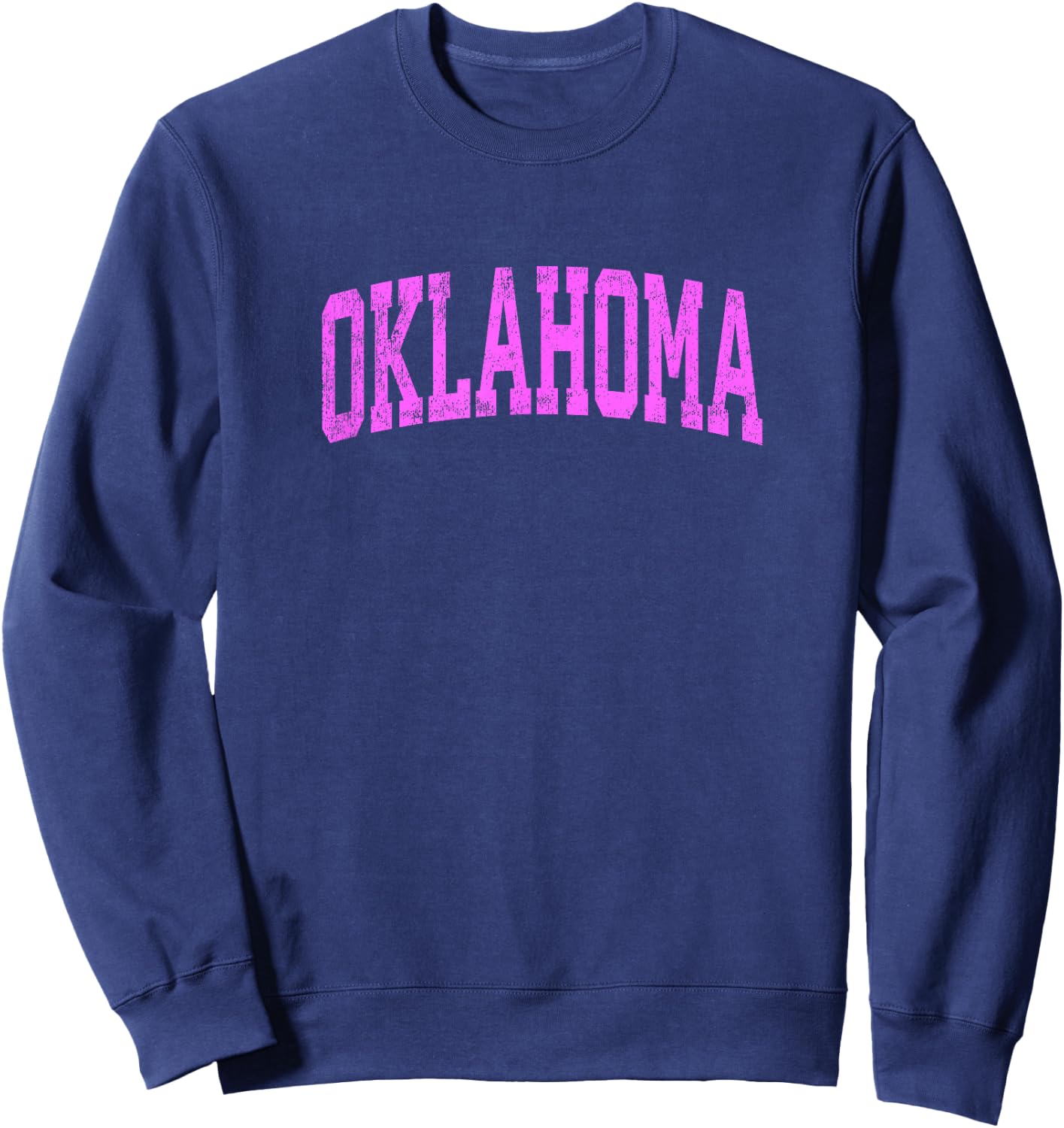 Oklahoma OK Vintage Athletic Sports Pink Design Sweatshirt - Sweatshirt | Navy