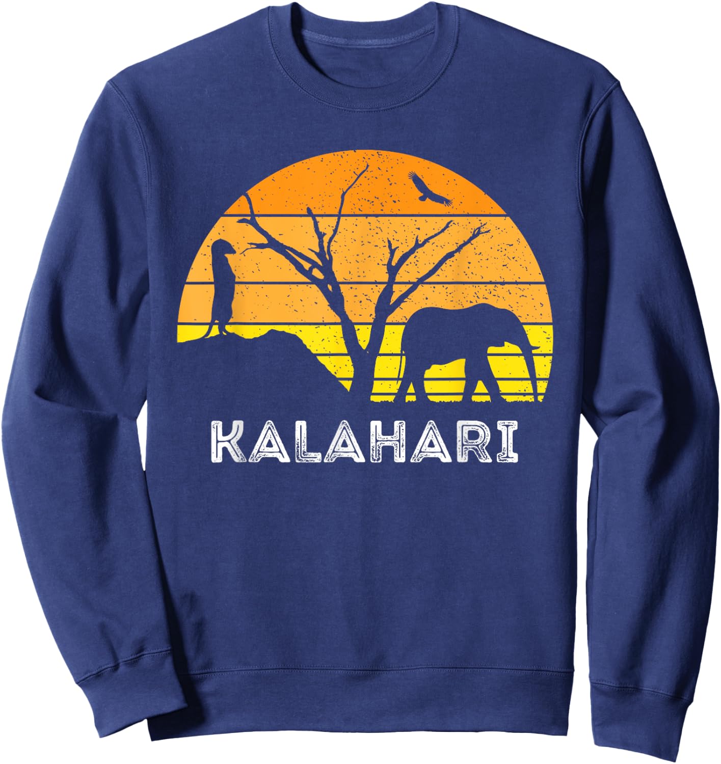 Kalahari Desert Elephant Meerkat Sunset Safari Africa Sweatshirt - Sweatshirt | Navy