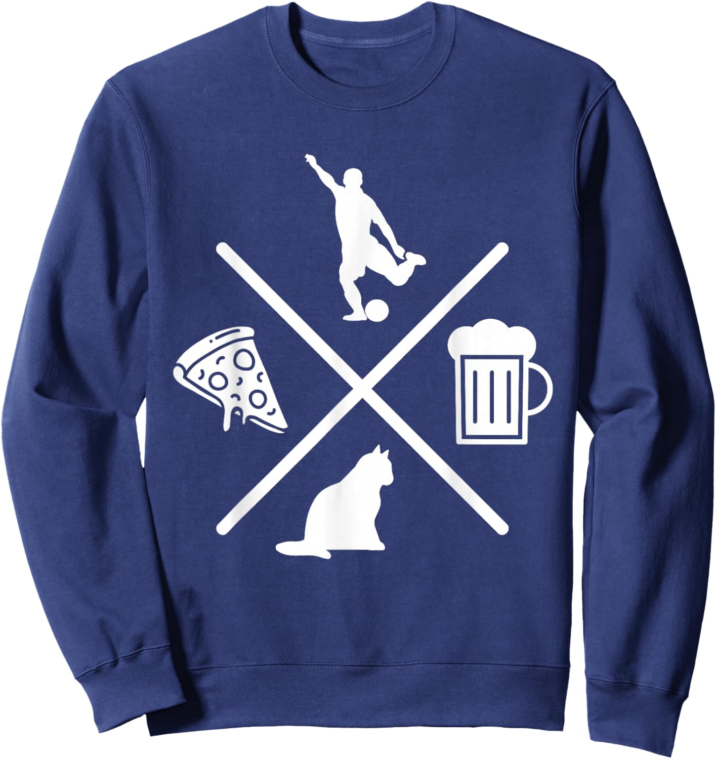 Soccer Beer Cats Pizza Feline Snack Food Gift Sweatshirt - Sweatshirt | Navy