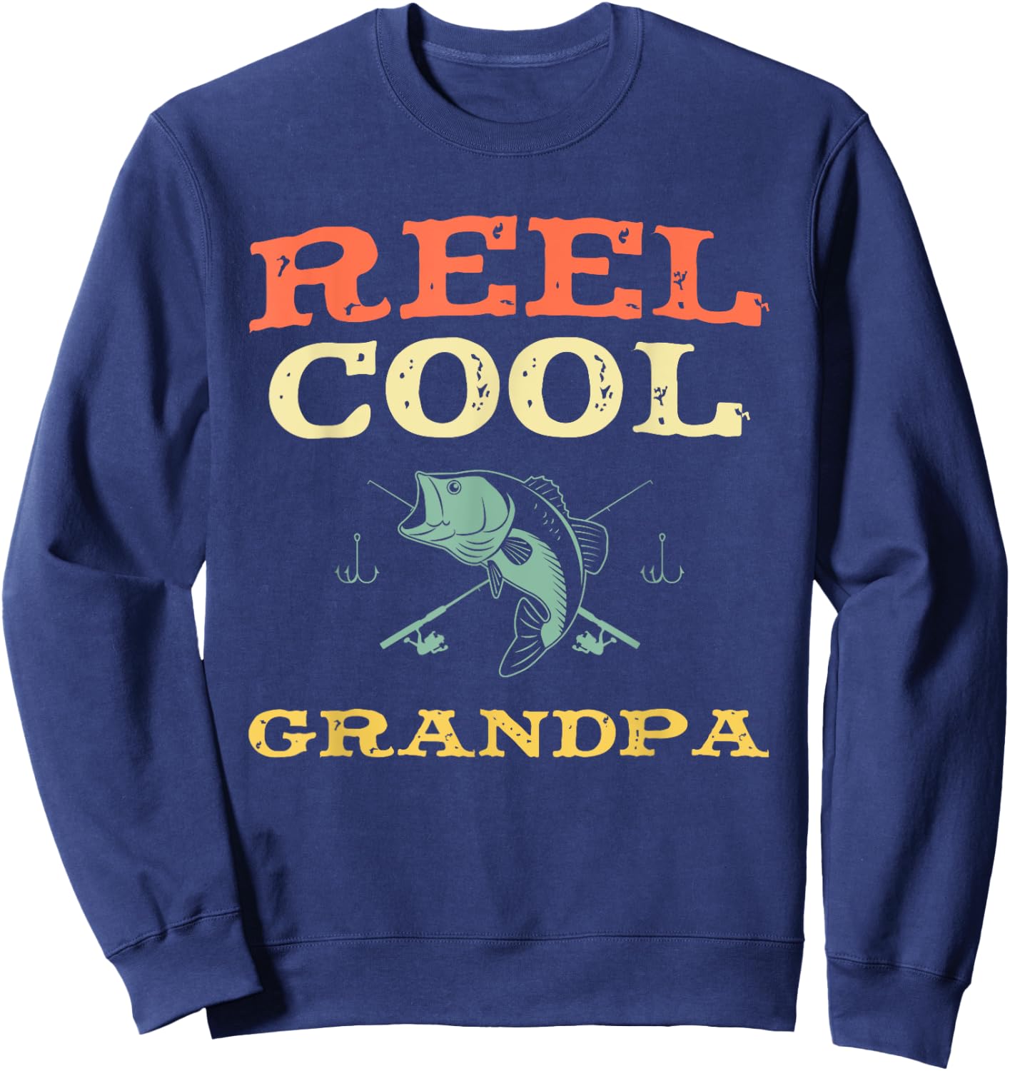 Reel Cool Grandpa Fishing Fisherman Funny Vintage Sweatshirt - Sweatshirt | Navy