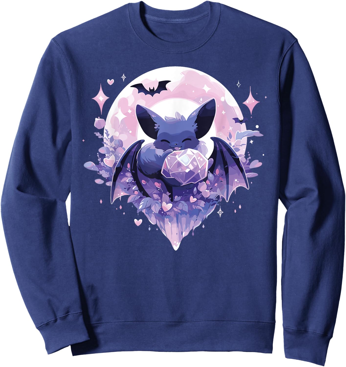 Cute Kawaii Witch Bat Crystal Alchemist Pastel Goth Sweatshirt - Sweatshirt | Navy