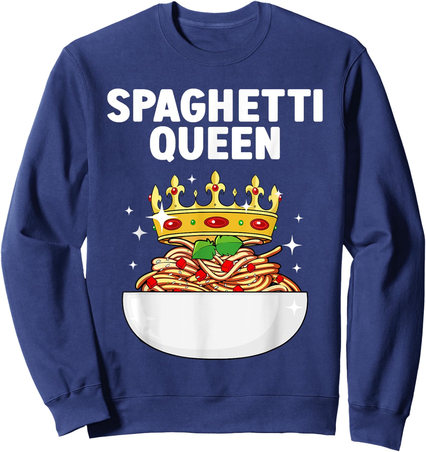 Cool Spaghetti Art Girls Italian Food Pasta Lover Sweatshirt - Sweatshirt | Navy