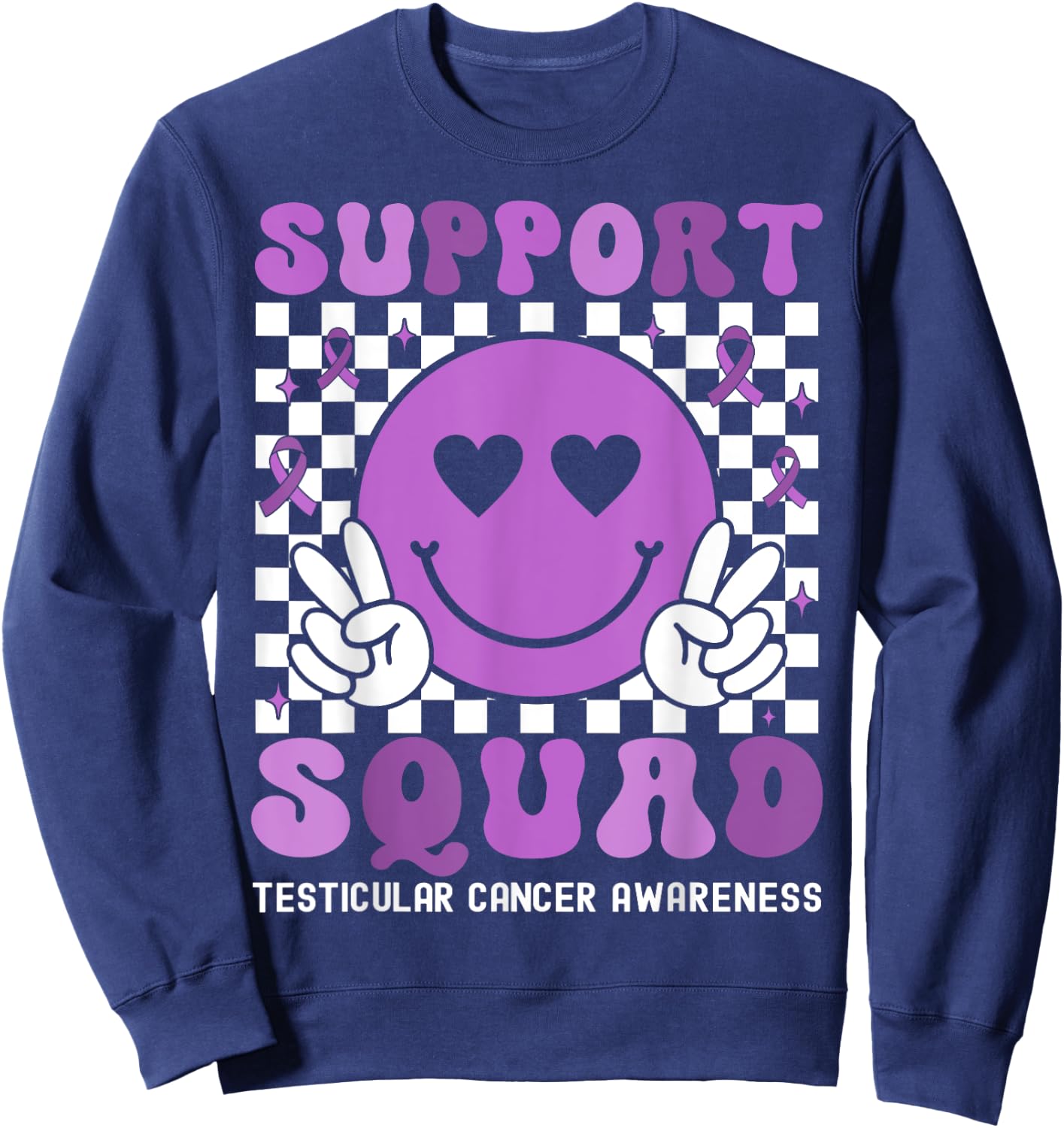 Support Squad Testicular Cancer Awareness Groovy Sweatshirt - Sweatshirt | Navy