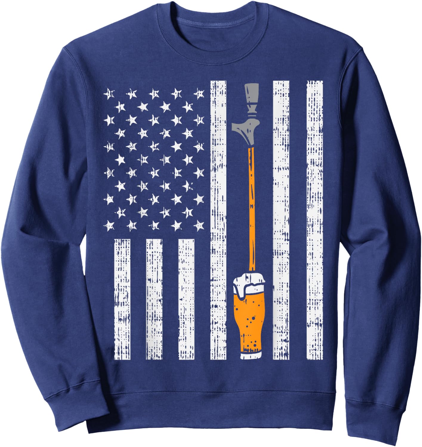 Tap Beer US Flag Fun Draft Draught Fathers Day Men Dad Gift Sweatshirt - Sweatshirt | Navy