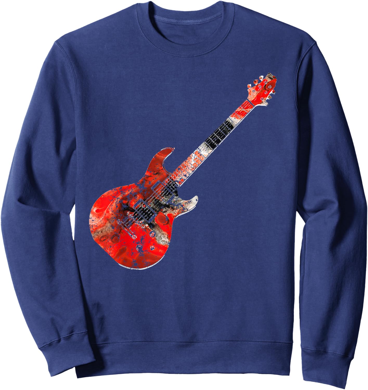 Playable Guitar Shirt Electric Guitar Colorful Abstract Sweatshirt - Sweatshirt | Navy