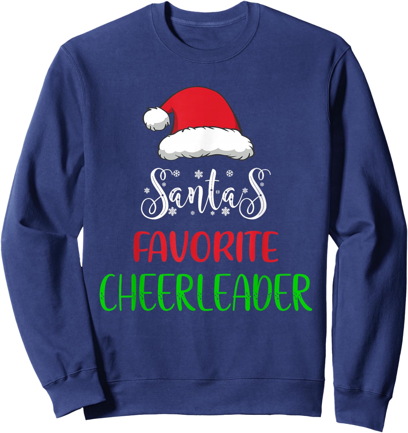 Santa's Favorite Cheerleader Pajama Christmas Funny Sweatshirt - Sweatshirt | Navy
