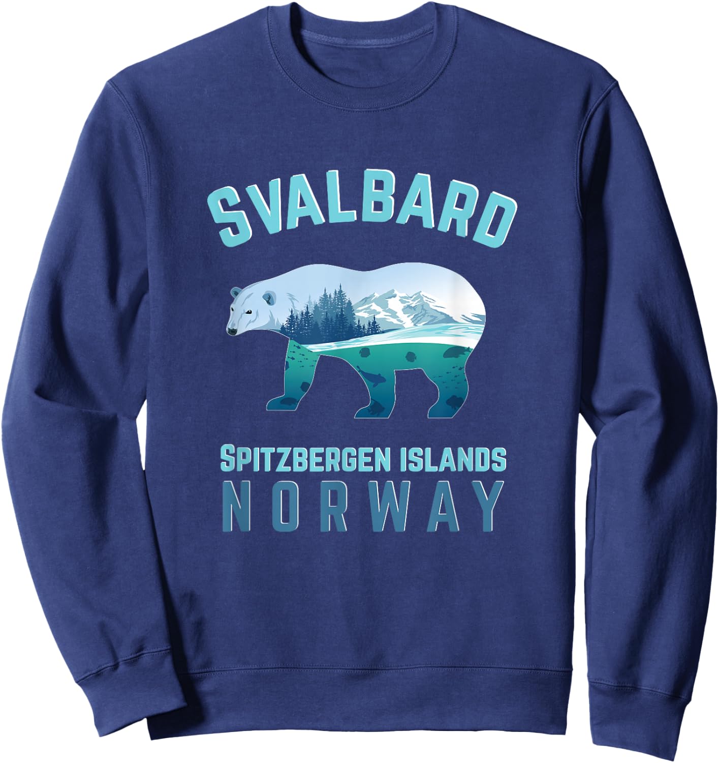 Svalbard Spitzbergen Islands Norway Fjords with Polar Bear Sweatshirt - Sweatshirt | Navy