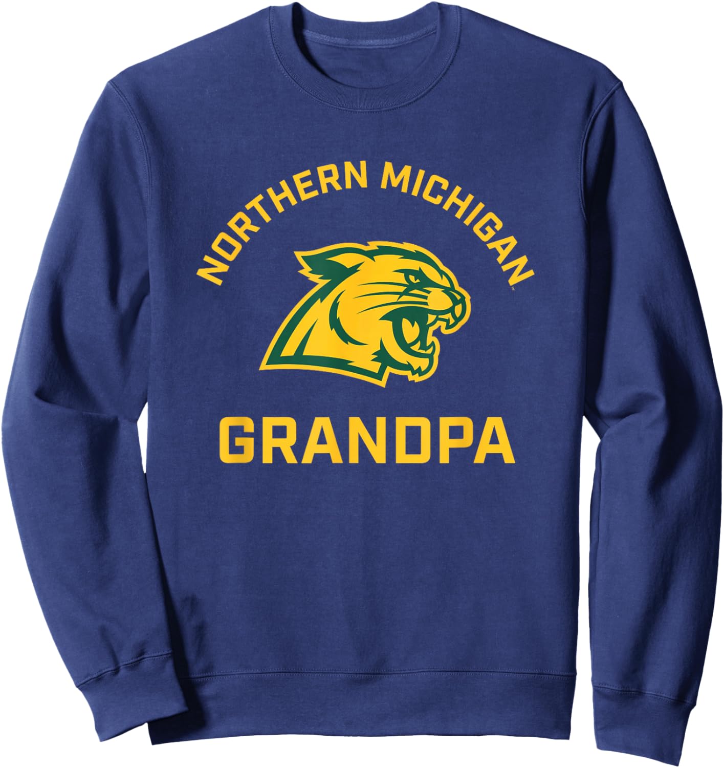 Northern Michigan University NMU Wildcats Arched Grandpa Sweatshirt - Sweatshirt | Navy