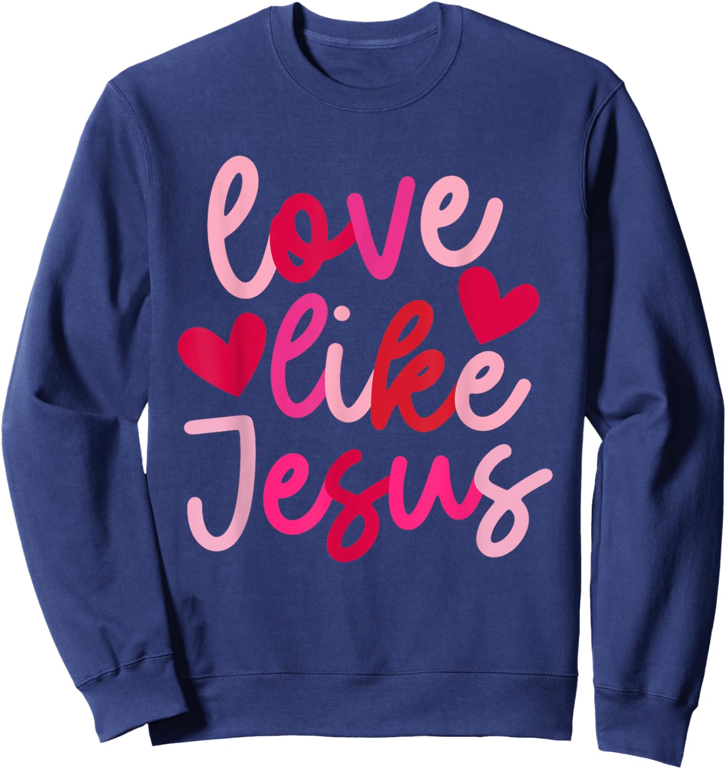 IZI POD Retro Love Like Jesus Coquette Heart Bow , -Adults, Black, Small, Short Sleeve, Valentine's Day Sweatshirt - Sweatshirt | Navy