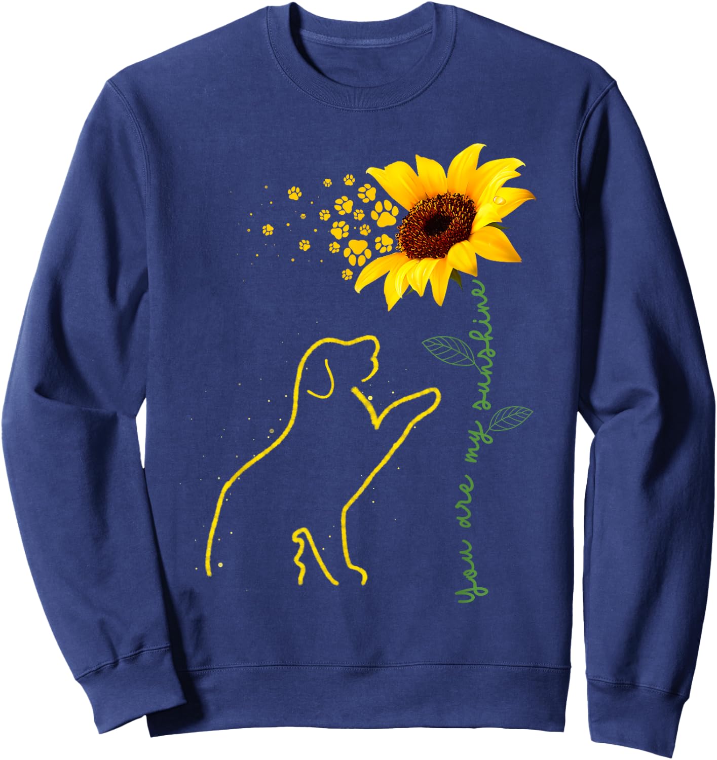 Cute Dog Lover Dog Sunflower Puppy Paw Print Men Women Kids Sweatshirt - Sweatshirt | Navy