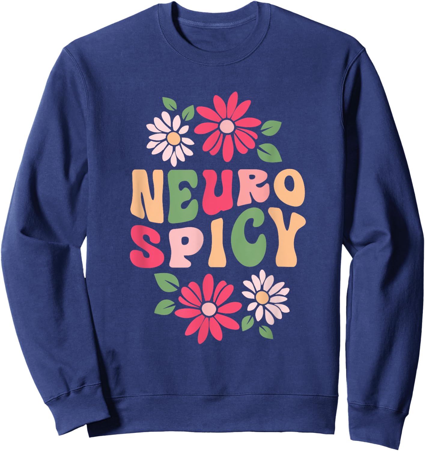 Neurospicy Retro Flower Sweatshirt - Sweatshirt | Navy