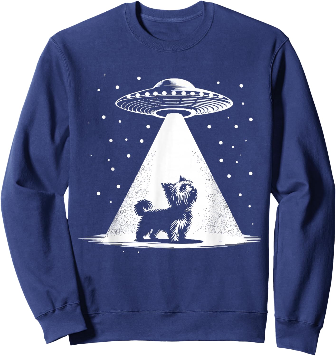 Teacup Yorkie Mom Dad Dog - Funny Alien UFO Men Women Sweatshirt - Sweatshirt | Navy