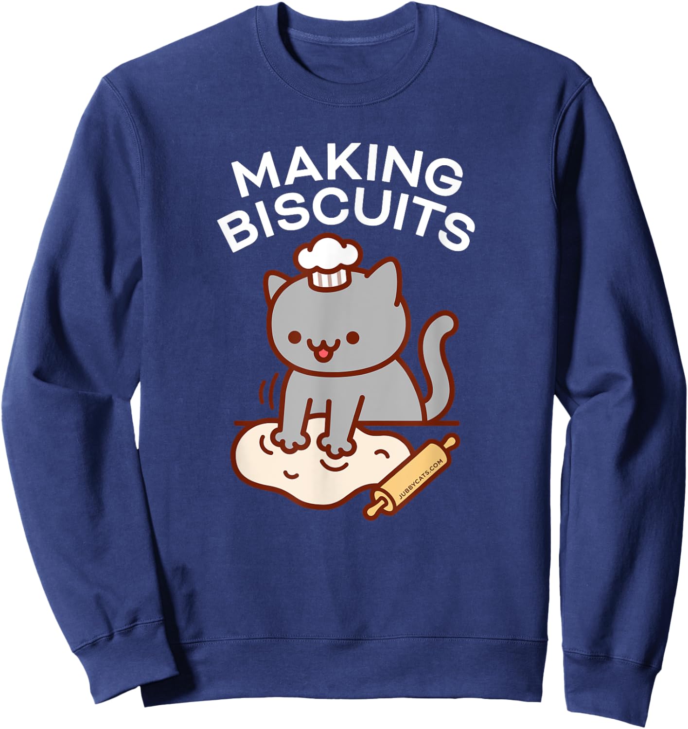 MAKING BISCUITS - Funny Cat Baker Chef Sweatshirt - Sweatshirt | Navy