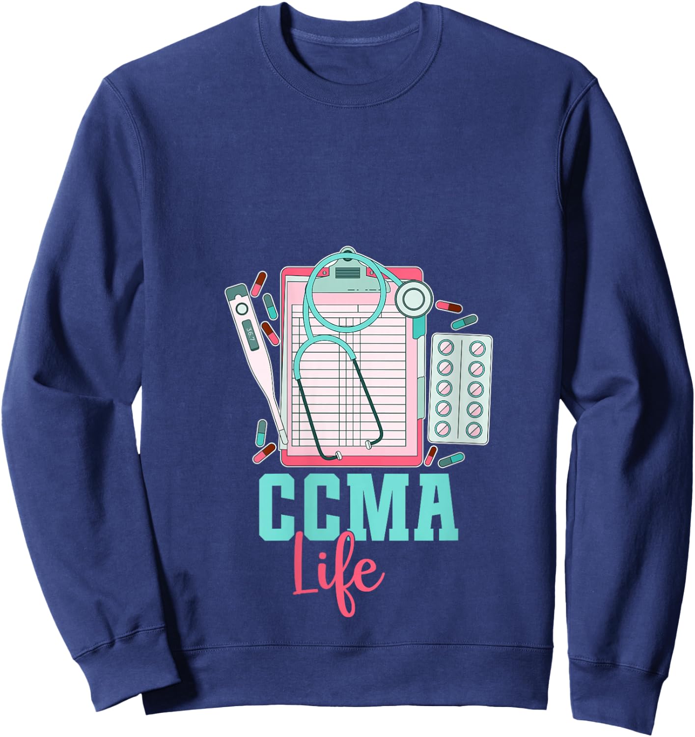 Certified Clinical Medical Assistant CCMA V-Neck Sweatshirt - Sweatshirt | Navy