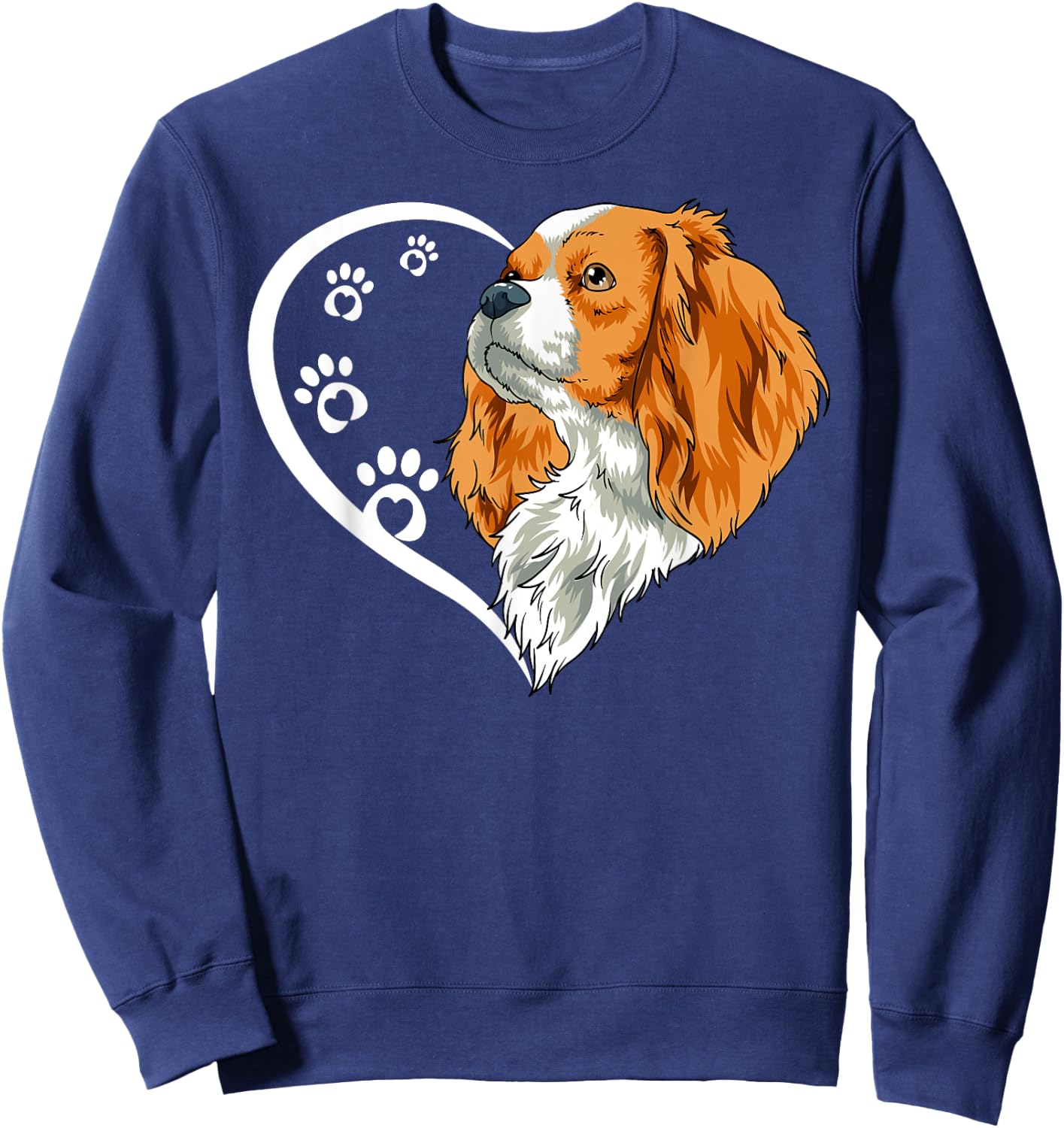 Cavalier King Charles Spaniel Shirts Girls Heart Sweatshirt - Sweatshirt | Navy
